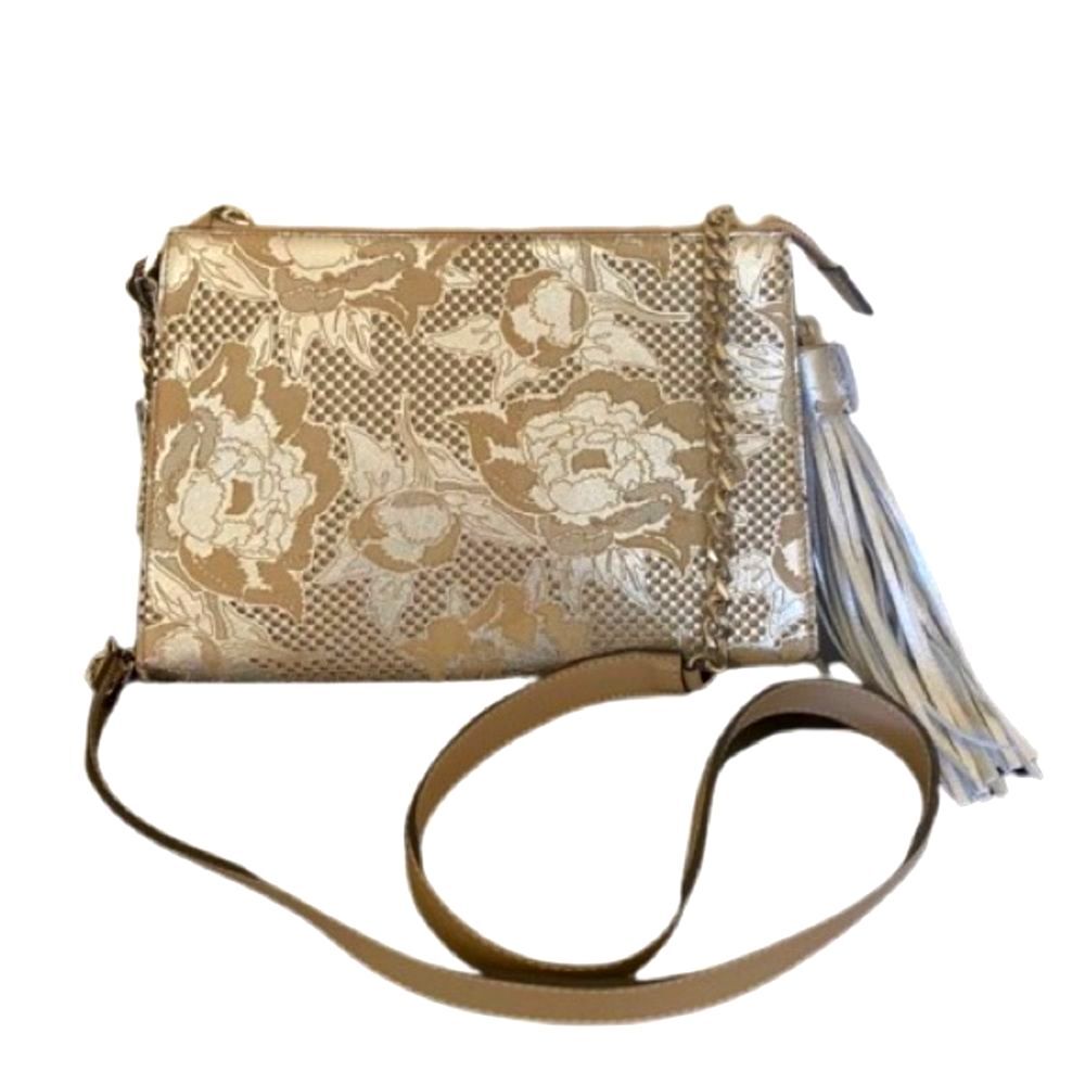 Vittoria Napoli Italian Leather Rose Gold Wedding Party Crossbody Clutch Purse - Picture 2 of 16